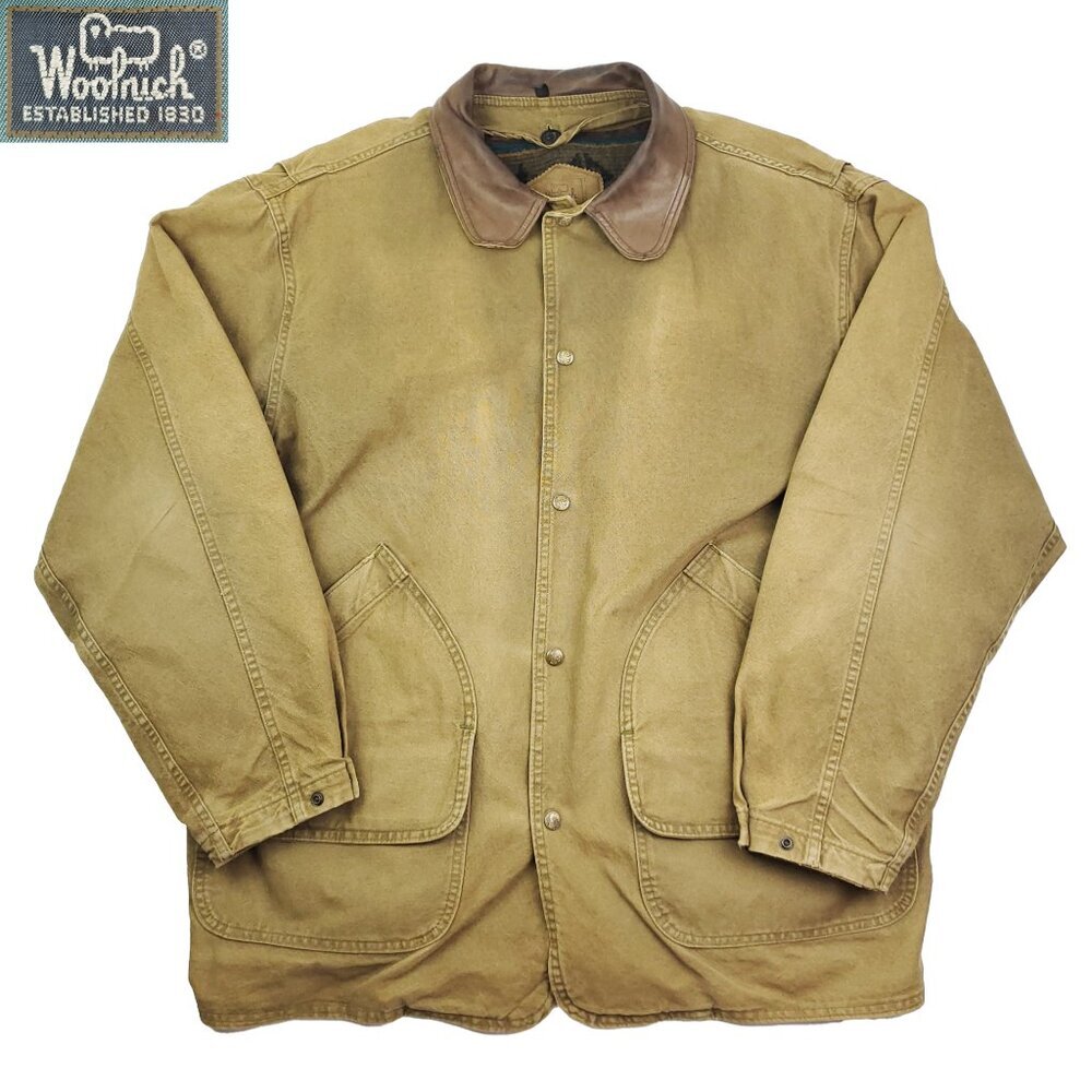 Woolrich Vintage Jacket USA Barn Chore Coat Blanket Lined Aztec Fade Patina XL